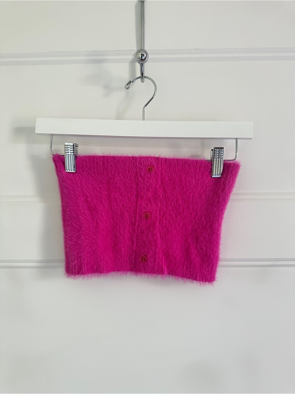 Jacquemus Fuchsia Faux Fur Button Front Tube Top